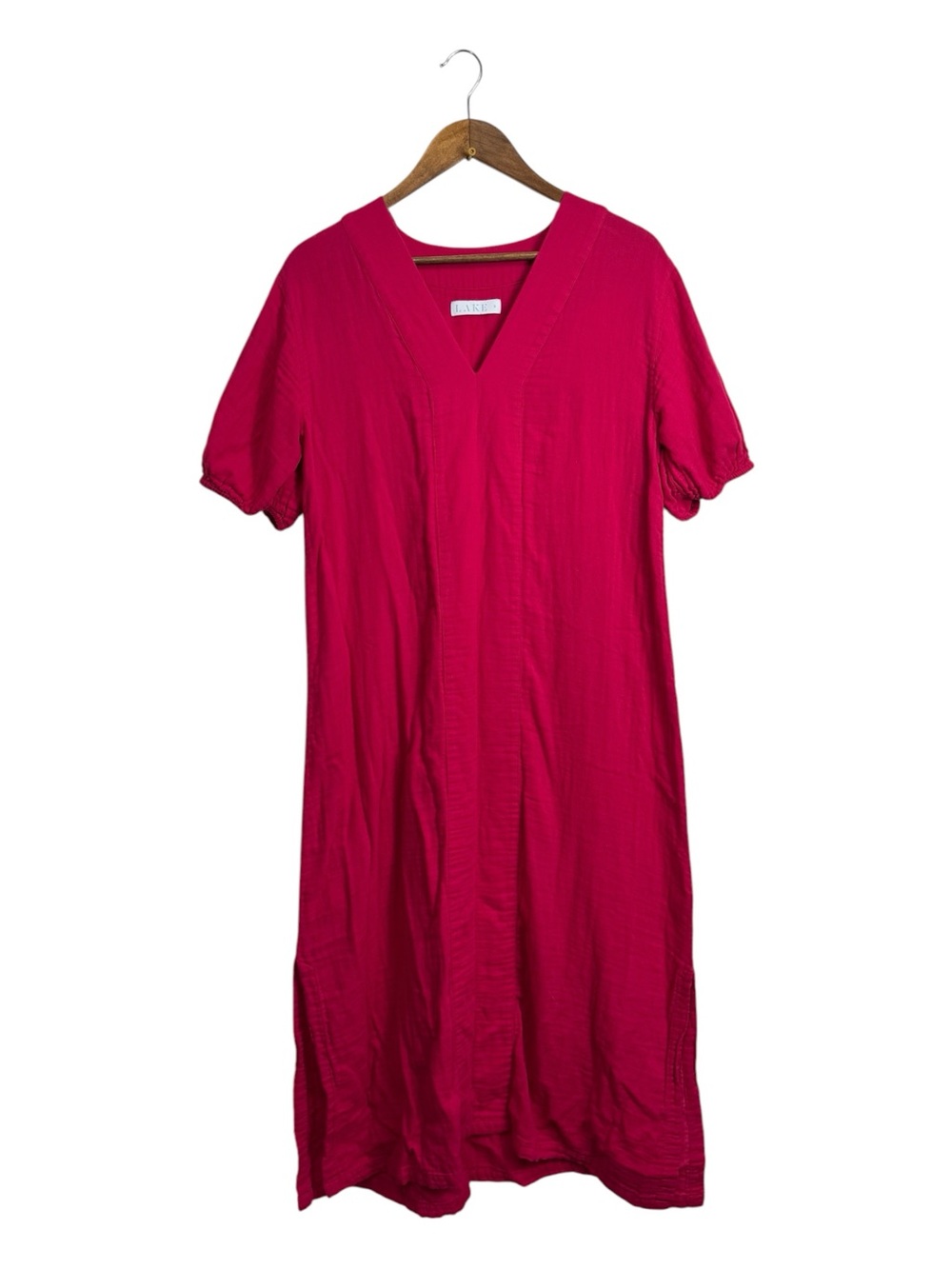 LAKE Sleepwear Women's Fuchsia V-Neck Sleep Dress Cotton